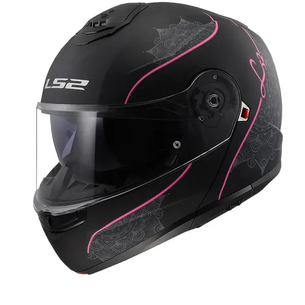 Image of LS2 FF908 Strobe II Lux Matt Black Pink 06 Modular Helmet Size S