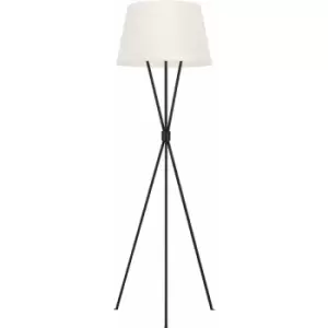 Image of Loops - Floor Lamp Tied Tripod Base White Linen Fabric Shade Aged Iron LED E27 60W Bulb