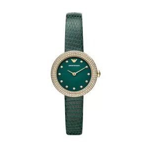 Image of Emporio Armani Womens Two-Hand Leather Watch - Green