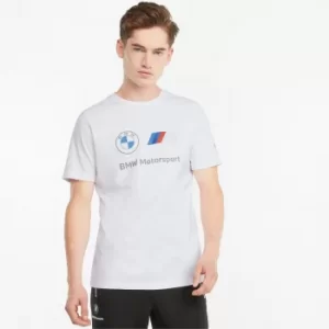 Image of PUMA BMW M Motorsport Essentials Logo Mens T-Shirt, White, size 3X Large, Clothing