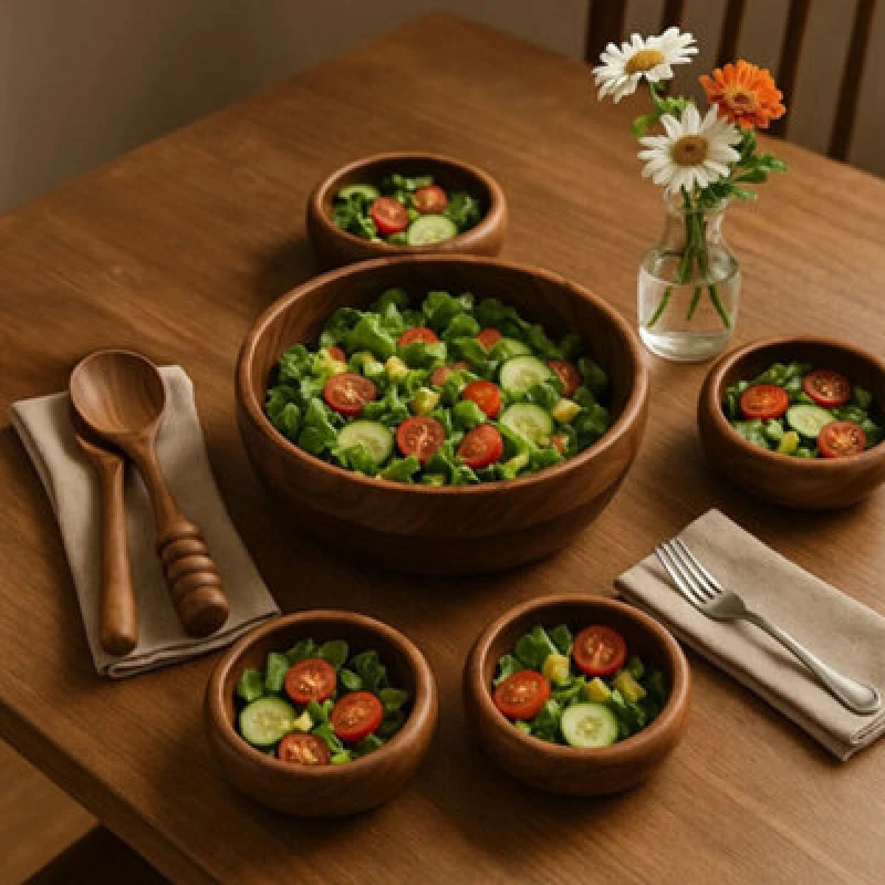 Image of Orsina Rosi Five Piece Sheesham Wood Salad Bowl Set