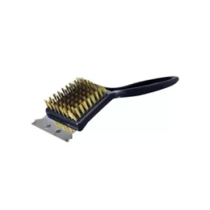 Image of Kingfisher BBQ Brass Cleaning Brush with Metal Scraper