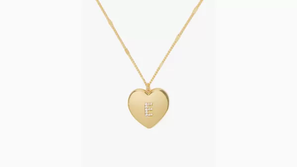 Image of E Heart Letter Locket Necklace