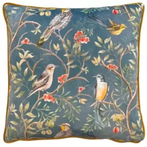Image of Orient Chinoiserie Birds Cushion Slate Blue