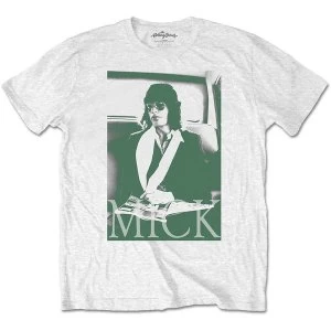 Image of The Rolling Stones - Mick Photo Version 1 Unisex Medium T-Shirt - White