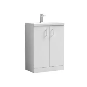Image of Nuie Arno Compact 600mm Floor Standing 2-door Vanity & Ceramic Basin - Gloss White