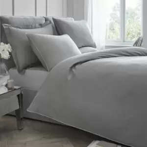 Image of 100% Cotton Percale 200 Thread Count Duvet Cover Set, Slate, Single - Appletree