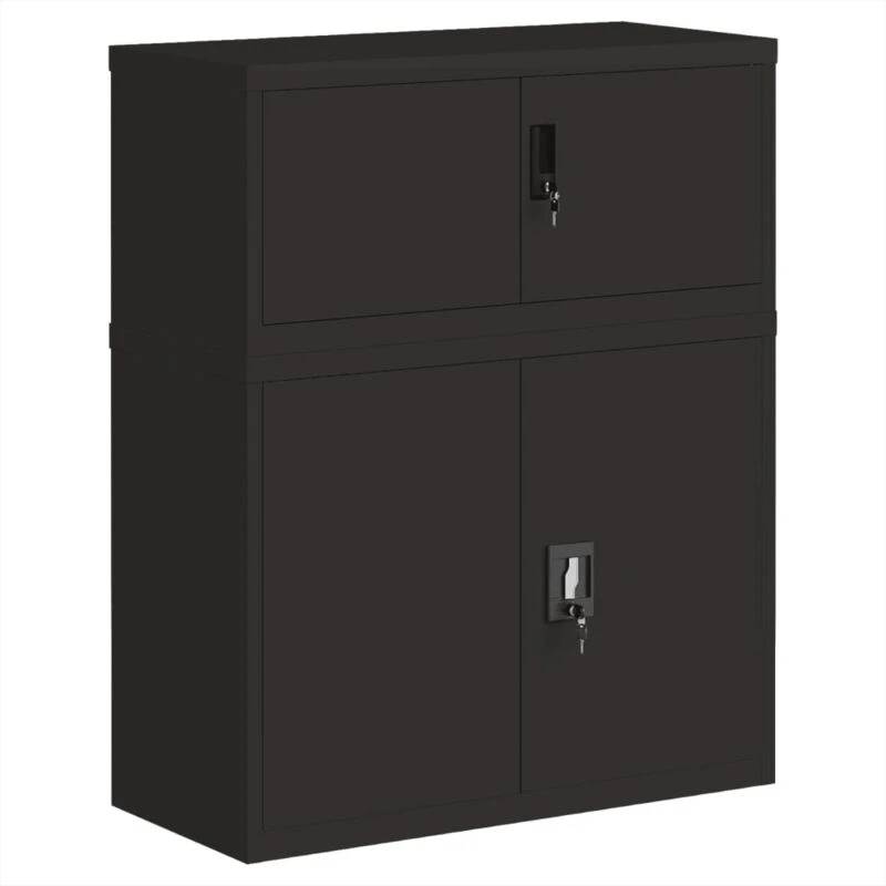 Image of vidaXL File Cabinet Black 90x40x110cm Steel, Black 3188322