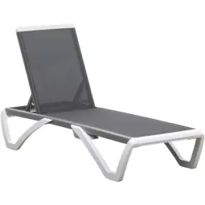 Image of Outsunny - Chaise Patio Lounge with 5-Level Adjustable Back Wheels Texteline Grey - Grey
