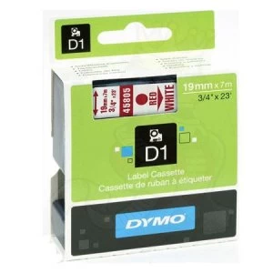 Image of Dymo 45805 Red On White Label Tape 19mm x 7m