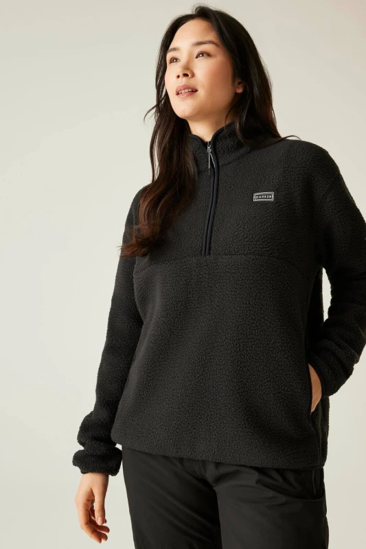 Image of Dare 2b Womens Slide Out Half Zip Borg Fleece in Jet Black Size: 10 Jet Black Female 10