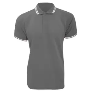 Image of Kustom Kit Mens Tipped PiquA Short Sleeve Polo Shirt (M) (Graphite/ White)