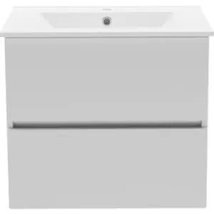 Image of Atlanta Double Drawer Wall Hung Basin Unit With Basin Pearl 600mm in Grey MFC