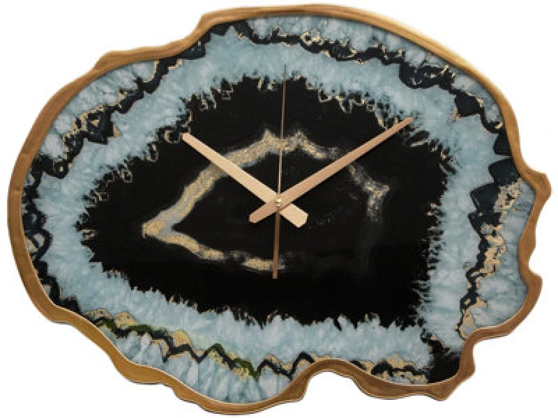 Image of Orsina Celina Black And Gold Agate Effect Wall Clock