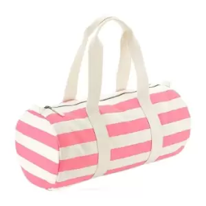 Image of Westford Mill Nautical Barrel Bag (One Size) (Natural/Pink)