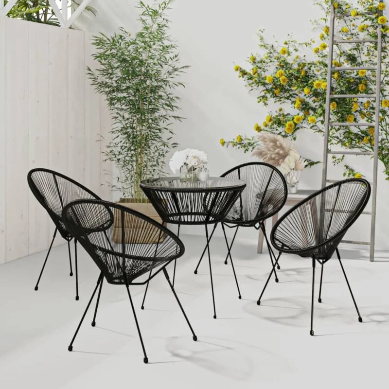 Image of VIDAXL 5 Piece Outdoor Dining Set pvc Rattan Black Vidaxl 8720286242025