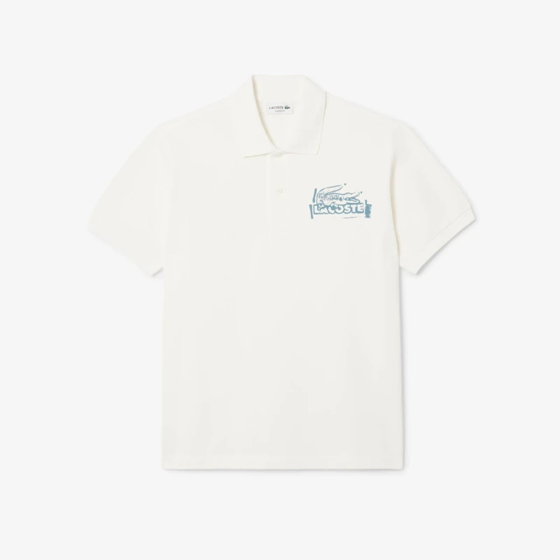 Image of Lacoste Classic Fit Printed L.12.12 Polo Shirt Cream male M