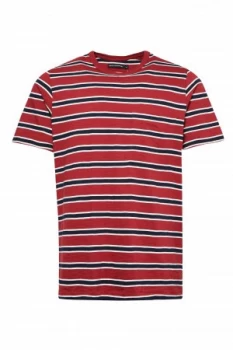 Image of Mens French Connection Old School Stripe T Shirt Red
