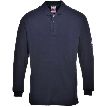 Image of FR10NARXL - sz XL Flame Resistant Anti-Static Long Sleeve Polo Shirt - Navy - Portwest