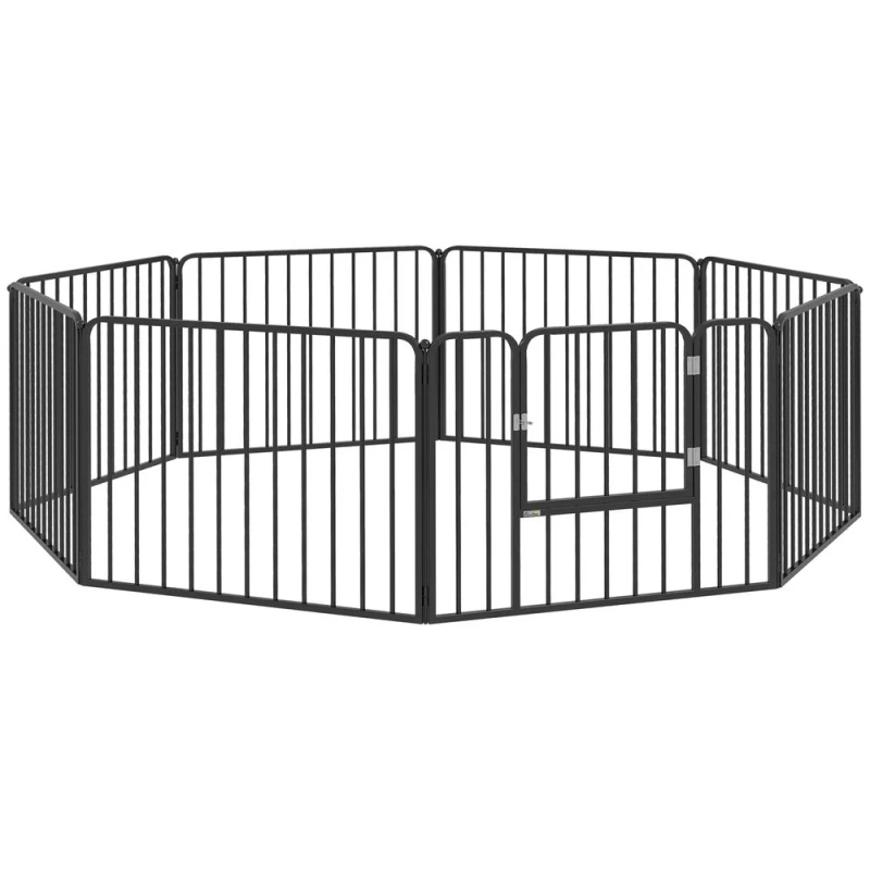 Image of PawHut 60cm 8 Panels Heavy-Duty Dog Playpen for Small Dogs, Black D06-202V01BK