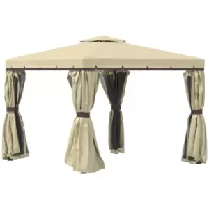 Image of Outsunny 3 X 3M Patio Gazebo Garden Shelter With Mosquito Netting - Beige