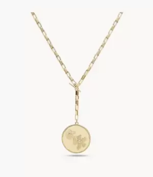 Image of Fossil Women Georgia Vintage Flower Gold-Tone Stainless Steel Y-Neck Necklace