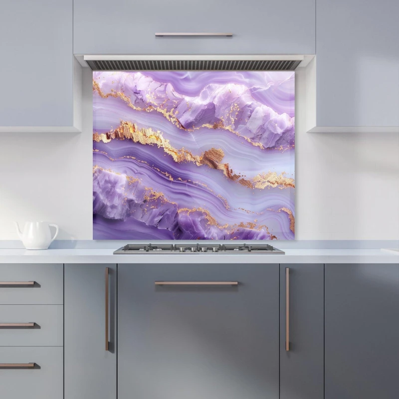 Image of Warren Reed - Designer Light Purple Marble Effect Kitchen Splashback Size: 900mm x 650mm Purple Unisex 900mm x 650mm