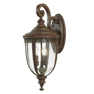 Image of 3 Light Outdoor Large Wall Lantern Light British Bronze IP44, E14
