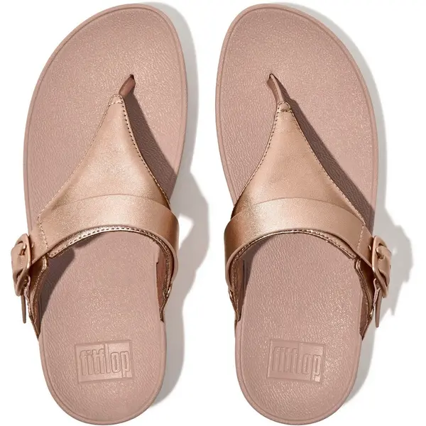 Image of Fitflop Womens Lulu Adjustable Toe Post Sandals UK Size 7 (EU 41) Rose Gold FIT086-ROSGLD-7