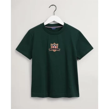 Image of Gant Banner Shield T Shirt Womens - Green