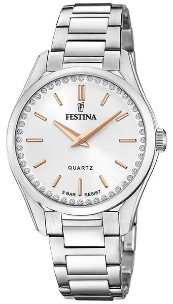Image of Festina F20583/1 Ladies Steel With CZ Set & Steel Watch