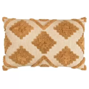 Image of Lamar Tufted Diamond Cushion Mustard, Mustard / 40 x 60cm / Polyester Filled