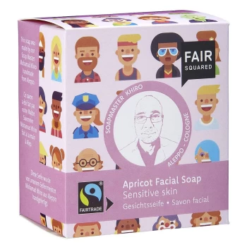 Image of FAIR SQUARED Facial Soap (Apricot) - Sensitive Skin (includes cotton soap bag) 2 x 80g