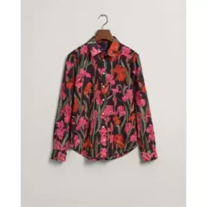 Image of Gant Reg Iris Print Cot Silk Shirt Eveni - Blue