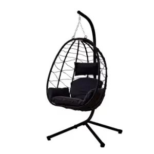 Image of Neo Black Egg Swing Hanging Chair with Cushions