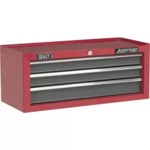 Image of 605 x 260 x 250mm red 3 Drawer mid-box Tool Chest Lockable Storage Unit Cabinet