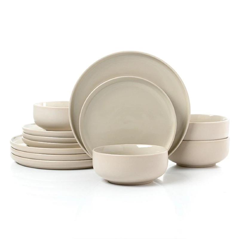 Image of Waterside 12Pc 2Tone Matt/Shiny Cream Dinner Set 6320