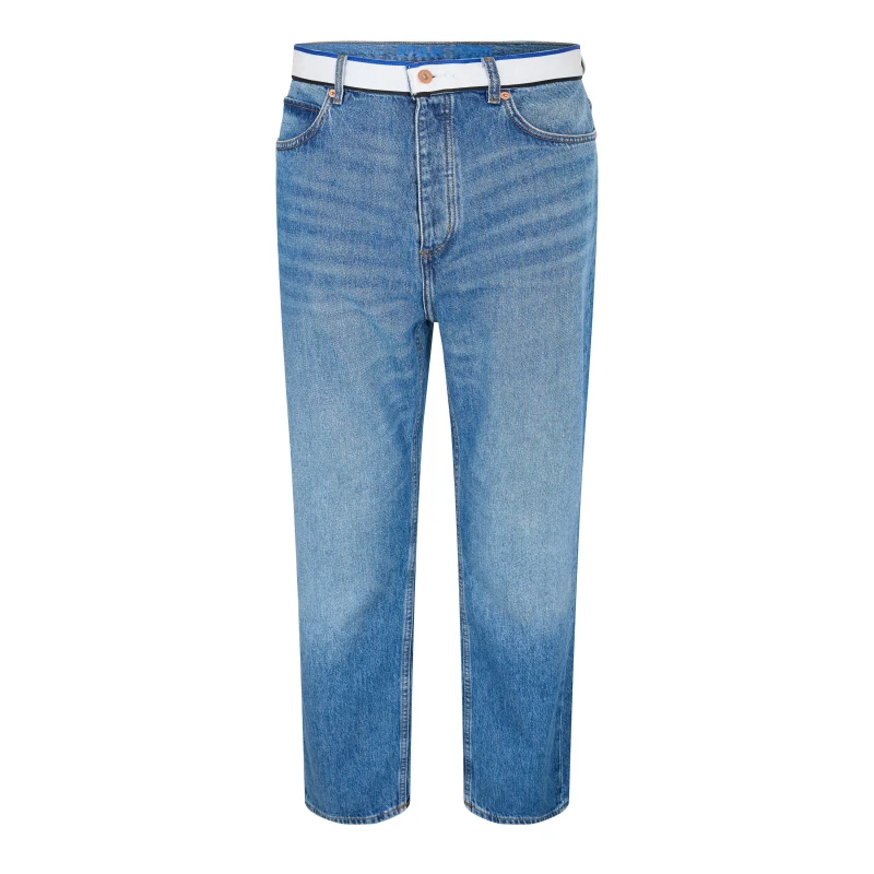 Image of Hugo Mens Nate/Tape Wide Leg Jeans Medium Blue male 32W S