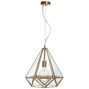 Image of Netlighting Merano Daly Lanterns Pendant Ceiling Light Antique Metal Brass Clear