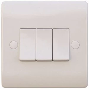 Image of ESR Sline 10A White 3G 2 Way 230V Electric Wall Plate Switch