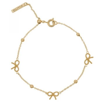 Image of Ladies Olivia Burton Gold Plated Vintage Bow & Ball Bracelet