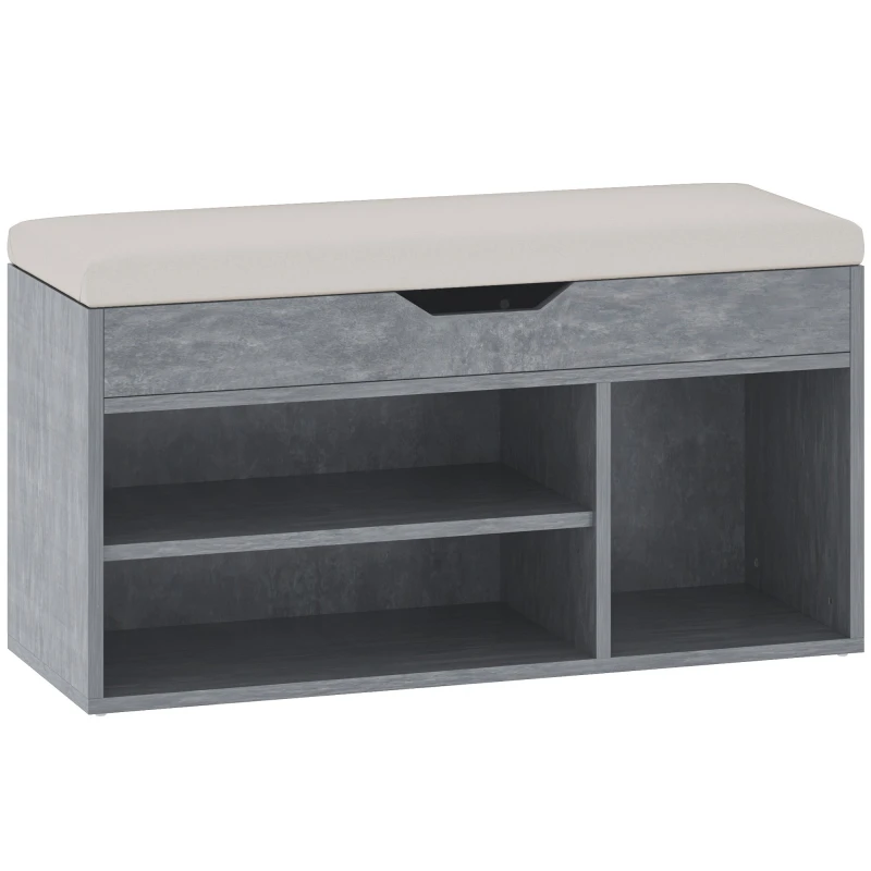 Image of HOMCOM Sit-On Shoe Storage Unit w/ Hidden Compartment Handles - Grey TJ Hughes 5061025094288