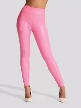 Image of Ann Summers Hosiery The Pu Seamed Leggings - Bright Pink, Bright Pink Size M Women
