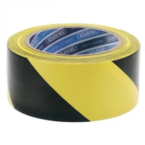 Image of Draper 33M x 50mm Black and Yellow Adhesive Hazard Tape Roll