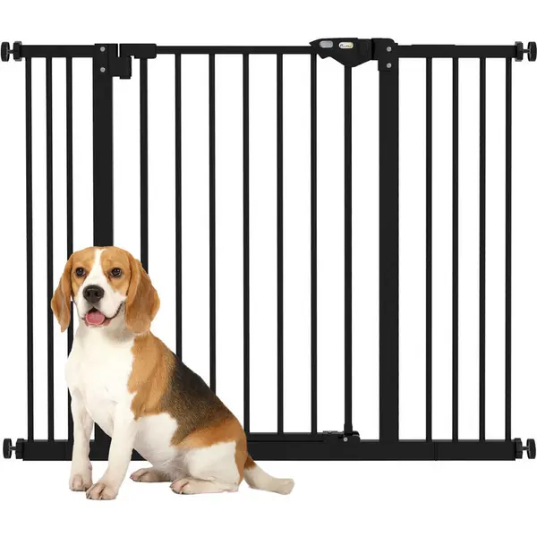 Image of Pawhut - Adjustable Safety Gate w/ 2 Extensions and Four Adjustable Screws, Black - Black