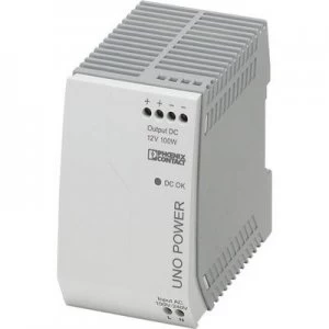 Image of Phoenix Contact UNO-PS/1AC/12DC/100W Rail mounted PSU (DIN) 12 V DC 8.3 A 100 W 1 x