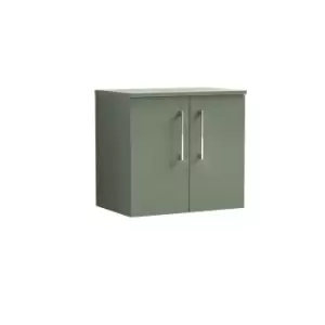 Image of Nuie Arno 600mm Wall Hung 2 Door Vanity & Worktop Satin Green