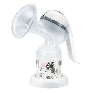 Image of NUK Jolie Manual Portable Breast Pump with 150ml Milk Container & Feeding Nipple - White & Grey