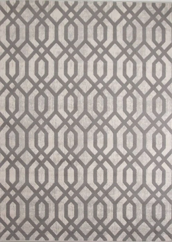Image of Rugstyle Balletto Heatset Geometric Rug in Grey Size: 200cm x 290cm Grey Unisex 200cm x 290 cm