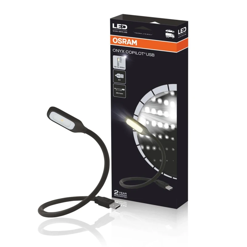 Image of Osram OSRAM Reading light, LED interior light ONYX-USB ONYX COPILOT USB LED (monochrome) 5 V (L x W x H) 460 x 9 x 25mm Flexible neck, Pivoted, Swiv